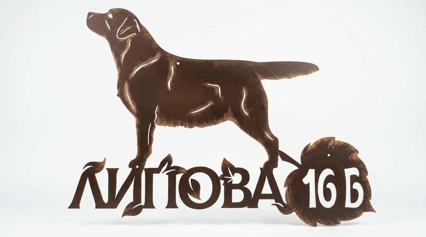 Адресная табличка с лабрадором на белом фоне