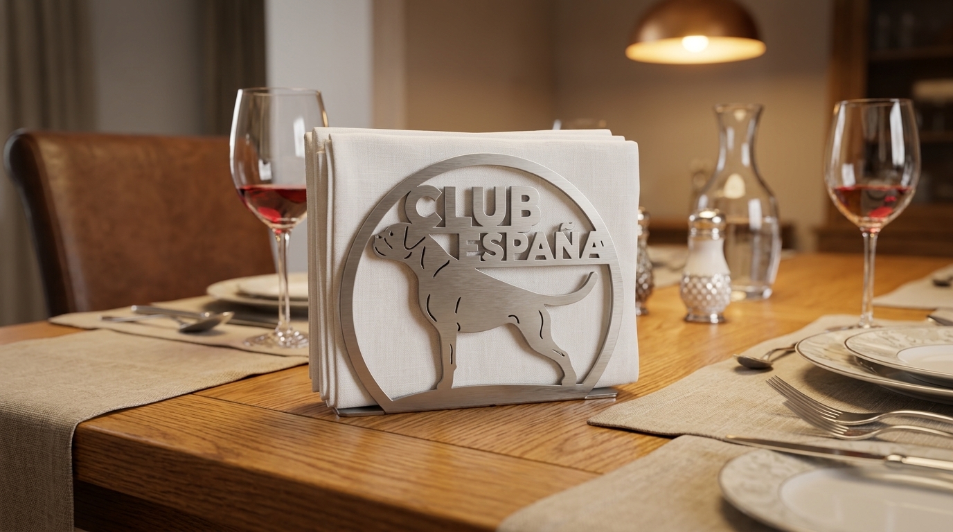 Салфетница Club España с силуэтом боксера на сервированном столе