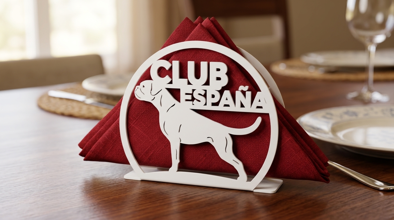 Белая салфетница Club España с красными салфетками на столе