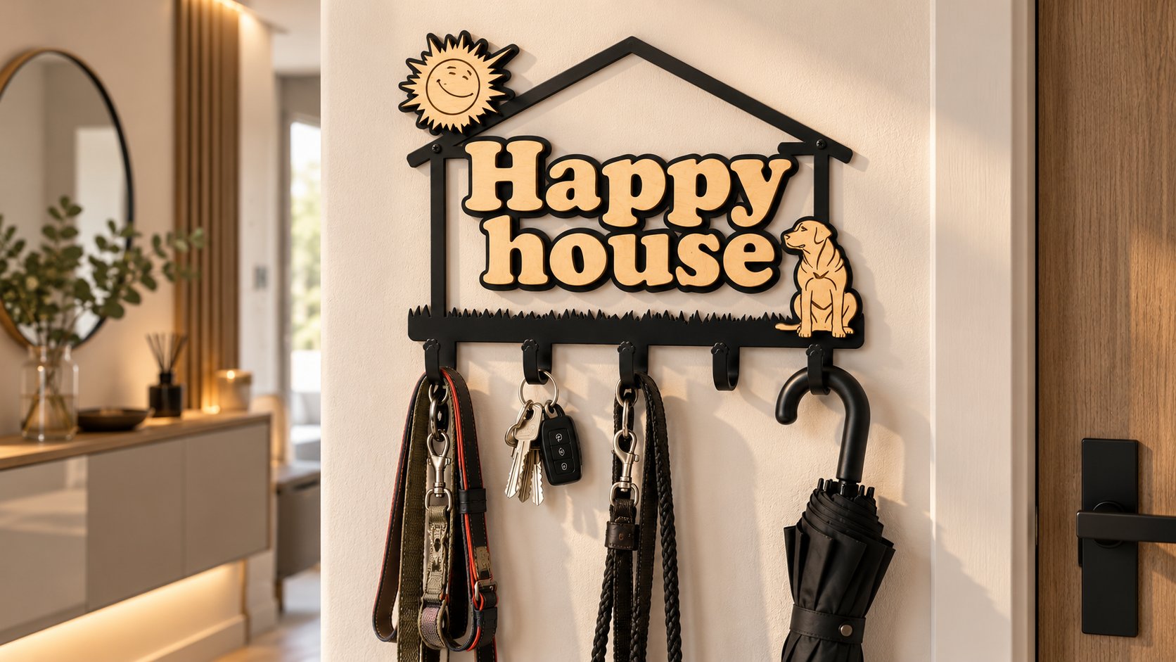 Вішалка Happy House із собакою та гачками у передпокої