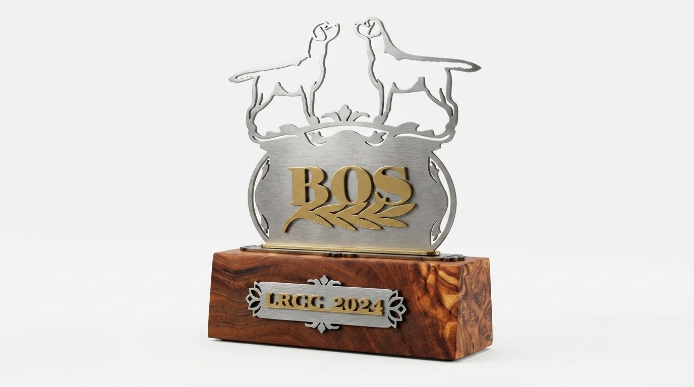 Приз BOS на основе из полированной маслины под углом