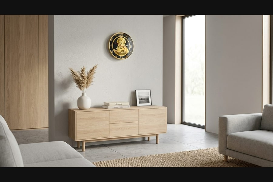 Gold-Tone Labrador Puppy Clock — in an interior