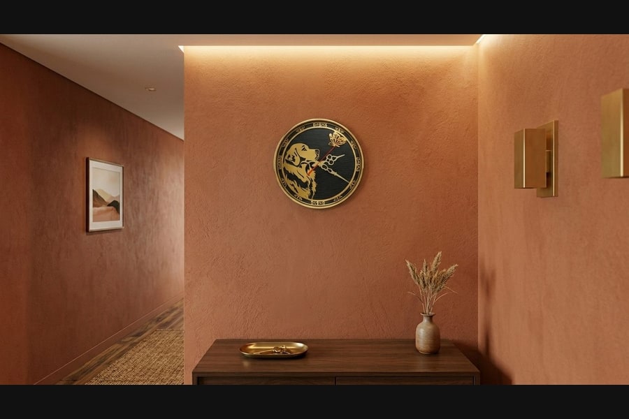 Golden Retriever Clock — in an interior